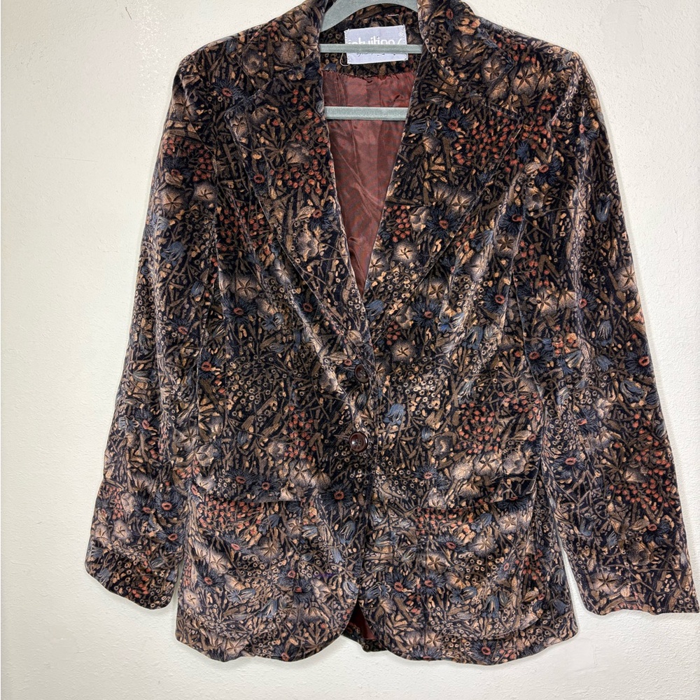 Vintage Intuitions by Kathy Manning  Velvet Floral Blazer Size Small